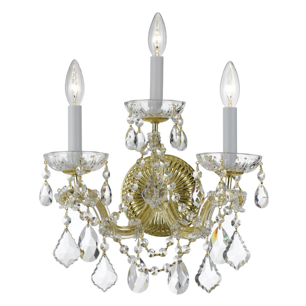 Maria Theresa 3 Light Hand Cut Crystal Gold Sconce