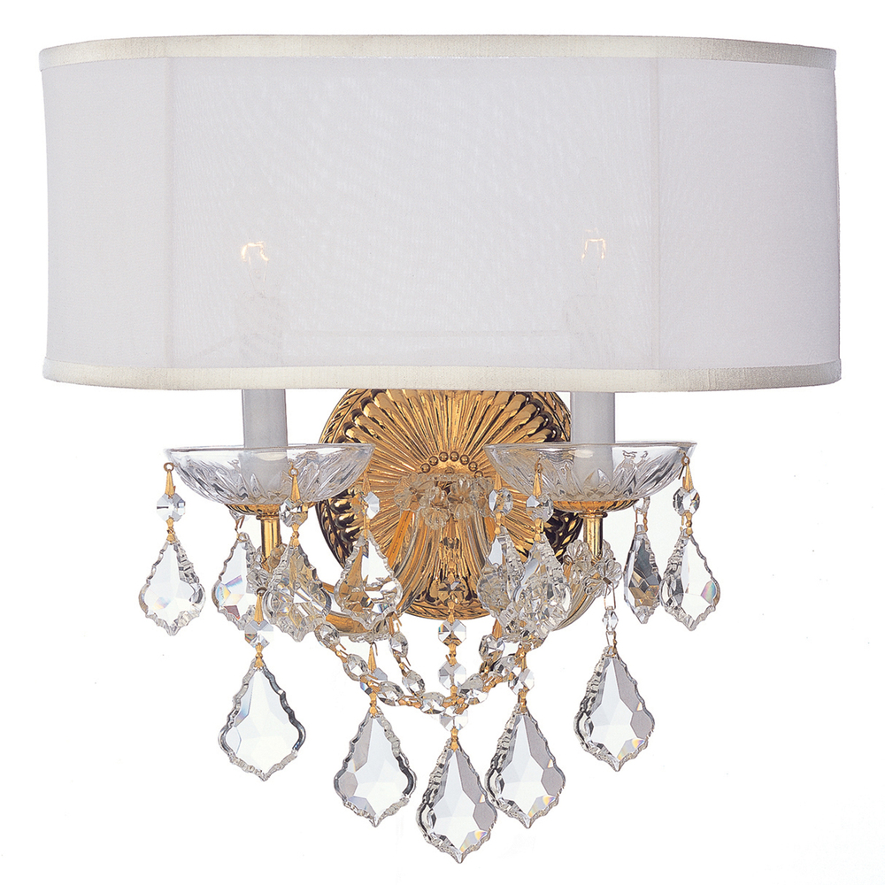 Brentwood 2 Light Clear Crystal Gold Sconce
