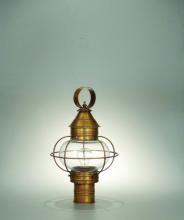 Northeast Lantern 2533-AC-MED-CSG - Caged Onion Post Antique Copper Medium Base Socket Clear Seedy Glass