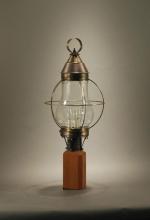 Northeast Lantern 2743-AC-LT3-CSG - Caged Pear Post Antique Copper 3 Candelabra Sockets Clear Seedy Glass