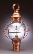 Northeast Lantern 2843-AC-LT3-CSG - Caged Round Post Antique Copper 3 Candelabra Sockets Clear Seedy Glass