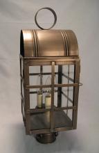 Northeast Lantern 6143-AC-CIM-CSG - Culvert Top H-Bars Post Antique Copper Medium Base Socket With Chimney Clear Seedy Glass